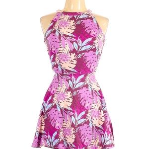 Tropical Print Tie Back, Pink, purple, blue dress. SMALL size